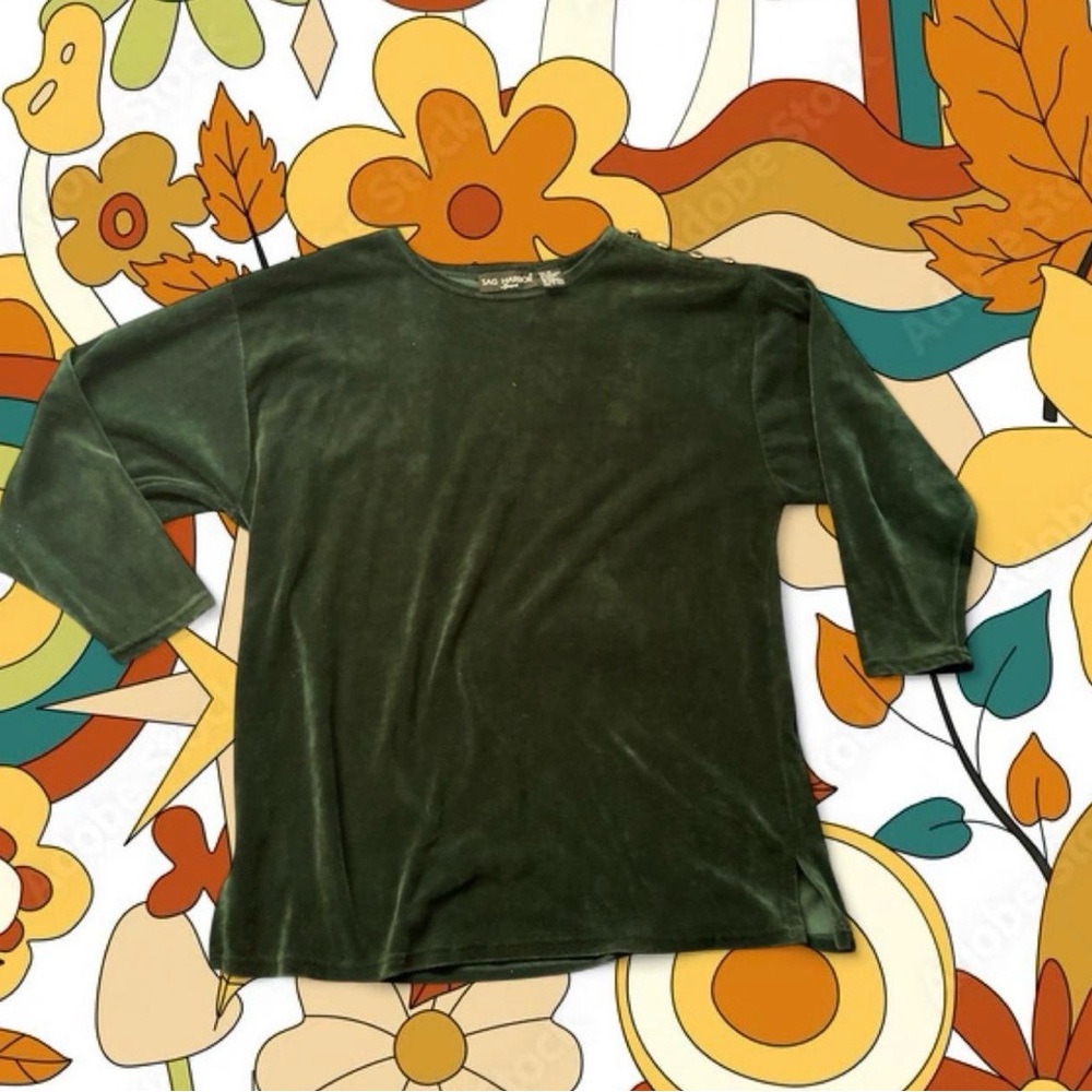 Green Velvet Long Sleeve Top